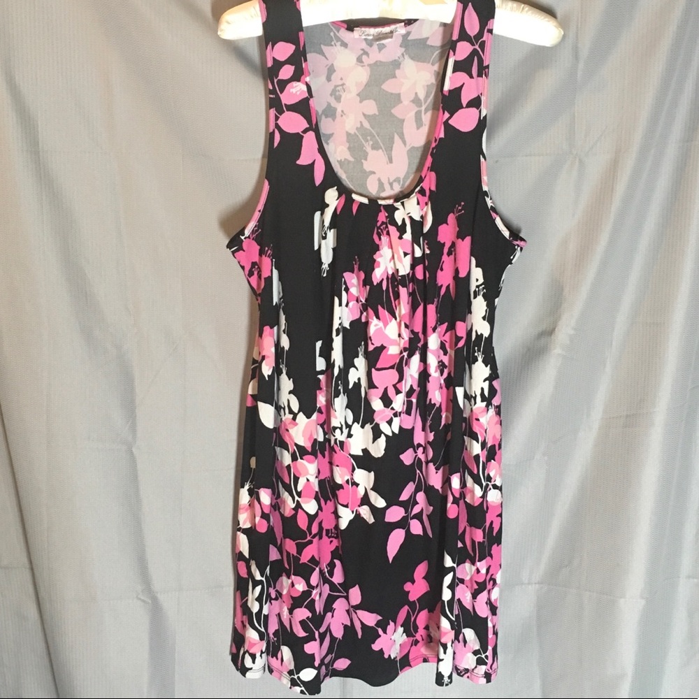 Black and Pink Floral Print Dress